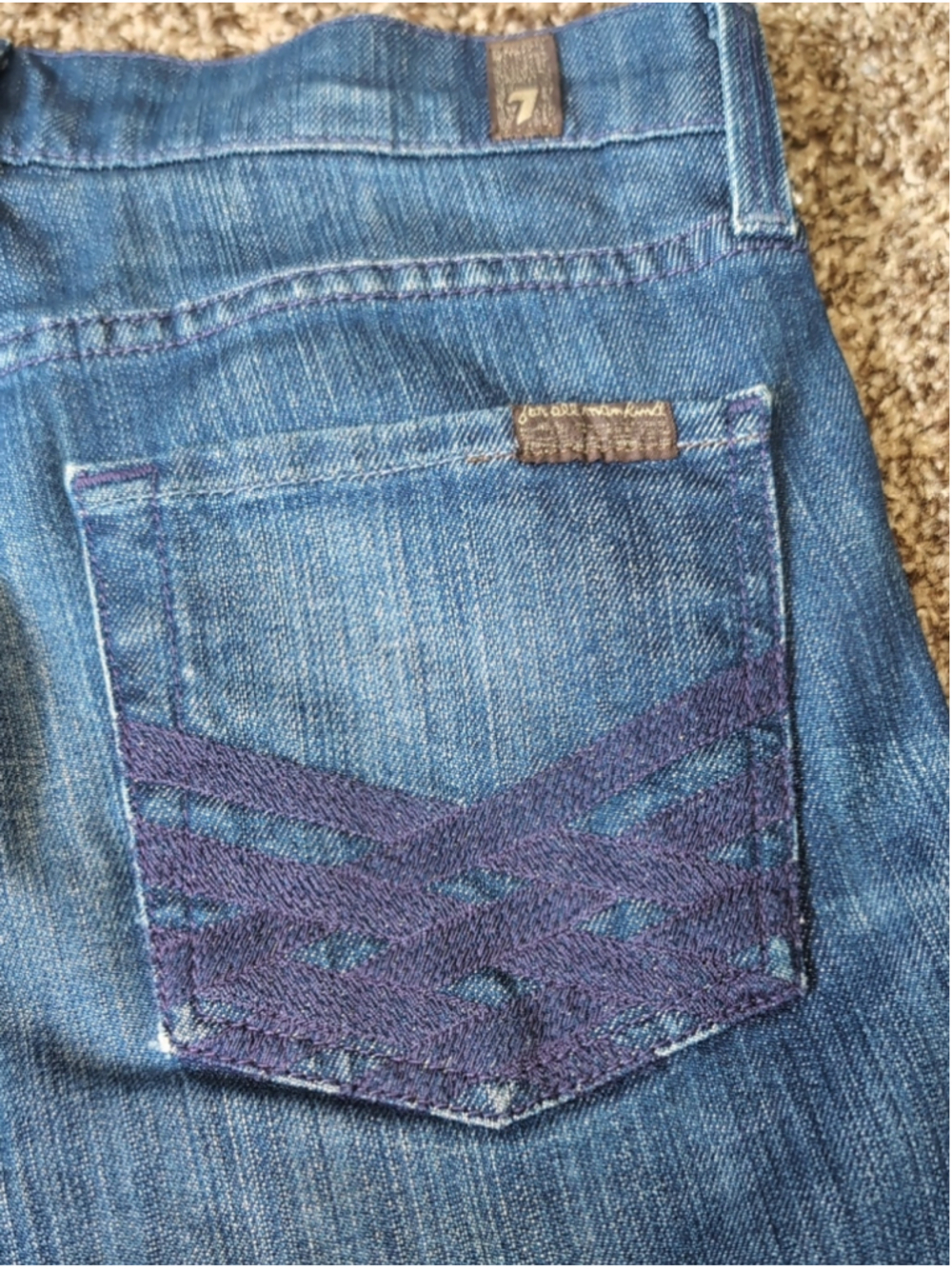 7 For All Mankind Vintage High Waisted Bootcut Jeans Basket Weave Pocket Size 25